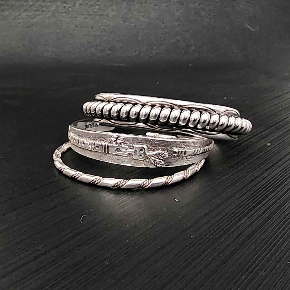 Native American Sterling Silver Cuff Bracelet Set